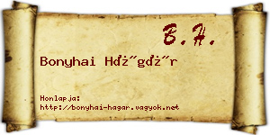 Bonyhai Hágár névjegykártya